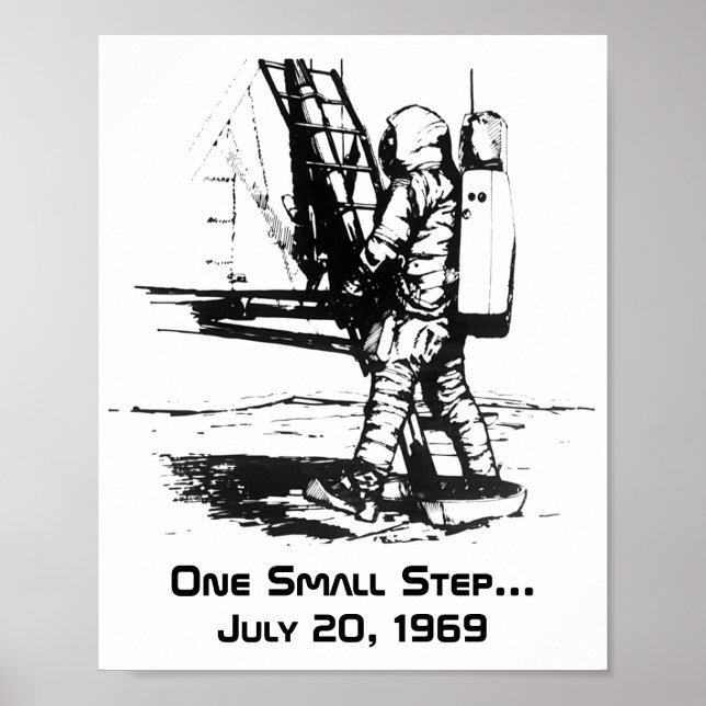 Ett litet steg Apollo 11 Måne-landning Poster (Framsidan)