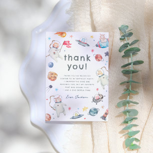 Ett litet steg   Djur i rymden 1:a födelsedagen Pa Tack Kort