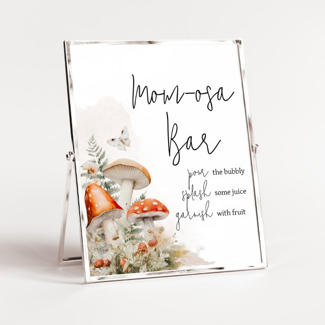 Ett litet svampdjur som kanderade Mushroom Mamma O Poster (Little Mushroom Baby Shower Mom Osa Bar Sign)