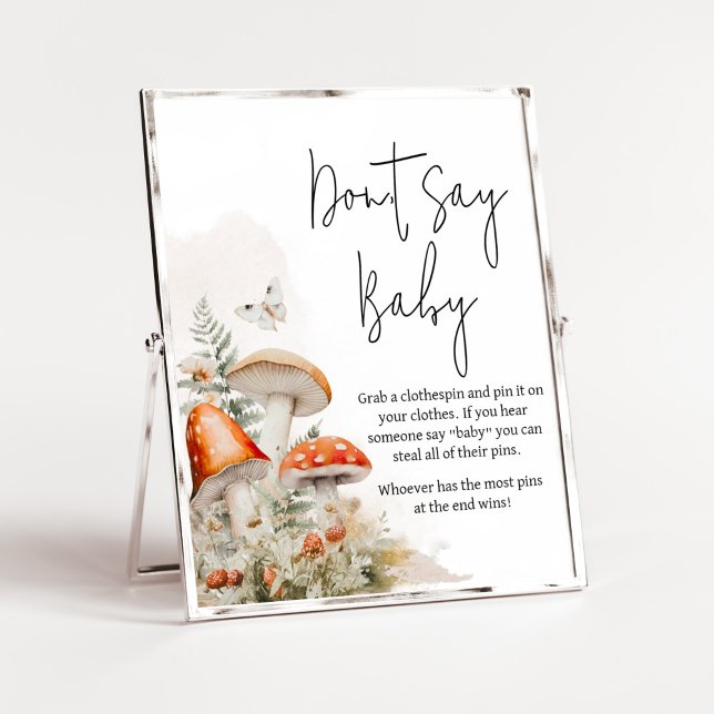 Ett litet svampdjur som trollkarl säger inte Baby Poster (Little Mushroom Baby Shower Don't Say Baby Sign)