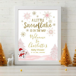 Ett litet välkomsttecken för Rosa Baby Shower Poster