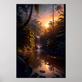 Ett litet vattenfall i djungelns Kembrace Poster