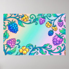 Ett livfullt psykedeliskt bärmönster  poster