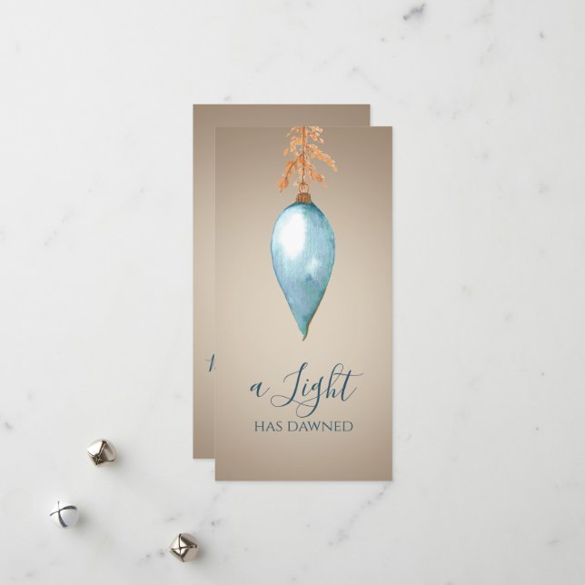 Ett ljus har gått upp | Vattensfärgad Anpassningsb Julkort (Fram/Back In Situ)