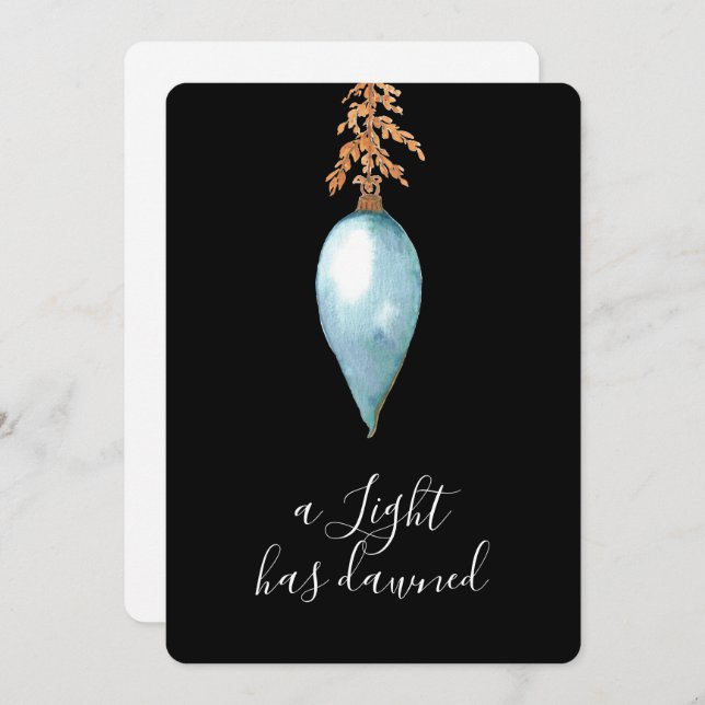 Ett ljus har mördat den moderna vattenfärgsjulen julkort (Fram/baksida)