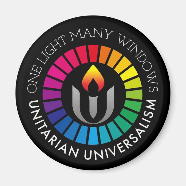 Ett ljus många fönster Unitarian Universalism Magnet (Framsidan)