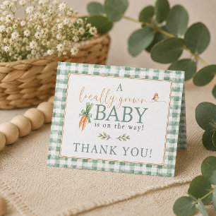 Ett Lokalt Uppvuxet Barn är på Väg Babyfirande Tack Kort