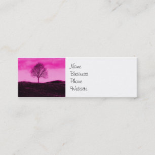 Ett Lone Träd Silhouette-Shock rosa liggande Mini Visitkort