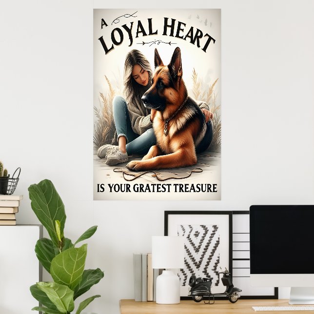 Ett Loyal Heart med en tysk herde Poster (Hemmakontoret)