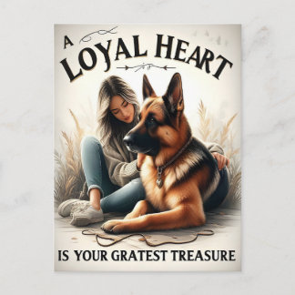 Ett Loyal Heart med en tysk herde Vykort