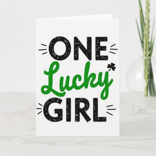 Ett Lucky Girl Glad Anledning Kort (Framsida)