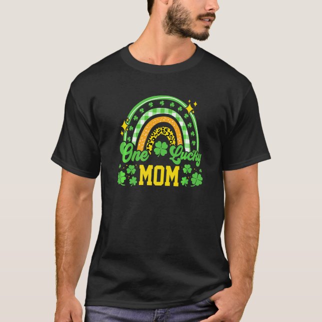 Ett Lucky Mamma Leopard Skriv ut regnbåge T Shirt (Framsida)