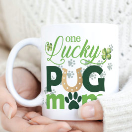 Ett Lucky Pug Mamma St. Patrick's Day Photo Kaffemugg