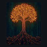 Ett luminöst kretskort Träd Poster<br><div class="desc">En nybelyst bild av ett träd där varje gren och löv är ett glödande kretskort. Dess invecklade, spridda rötter ansluter till en mörk, stiliserad jord, medan bakgrunden är fylld med mängder av binärkod för kaskadande grönt, blandning av naturen med teknik. Biet symboliserar på ett mästerligt sätt det sammanflätade förhållandet mellan...</div>