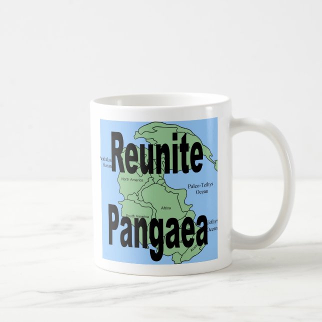 Ett lustigt kaffe mugg "Reunite Pangaea" (Höger)