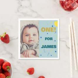 Ett Lycklig 1:a födelsedag Foto Party Napkin Pappersservett