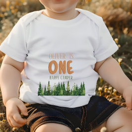 Ett Lycklig Camper Wood Boys 1:a födelsedag T Shirt