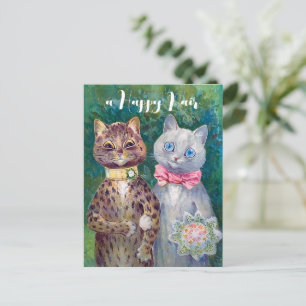 Ett lyckligt par Louis Wain Vykort