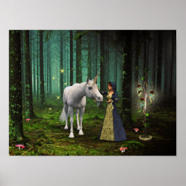 Ett magiskt möte - Unicorn Fantasy Art Print Poster