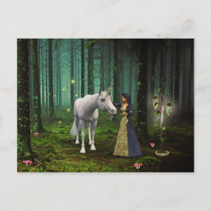 Ett magiskt möte - Unicorn Fantasy Art Vykort