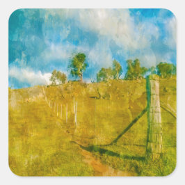 Ett magiskt pastoralt landskap fyrkantigt klistermärke