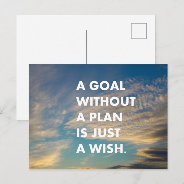 Ett mål utan en plan är bara en önskan vykort (Fram/baksida)