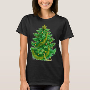 Ett Mandelbrot Julgran med röda och gröna glödlamp T Shirt