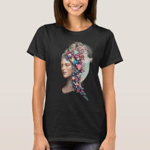 Ett mänskligt figur upplöst i geometriska former t shirt