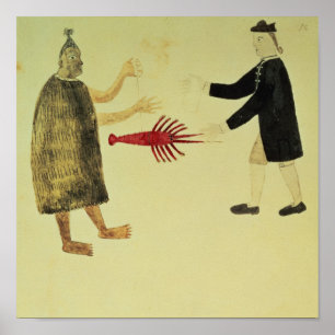 Ett Maori bartering en kräfta Poster