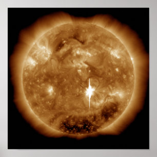 Ett massivt utbrott av solstrålning av X-klass på Poster