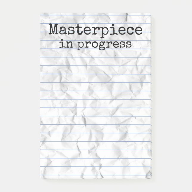 Ett mästerverk pågår för linjär koppling 4x6 post-it block (Framsida)