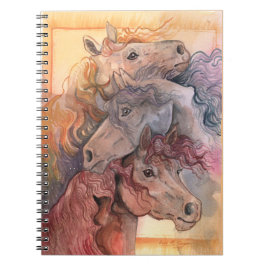Ett med Herd Watercolor Horses Anteckningsbok
