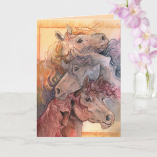 Ett med Herd Watercolor Horses Kort