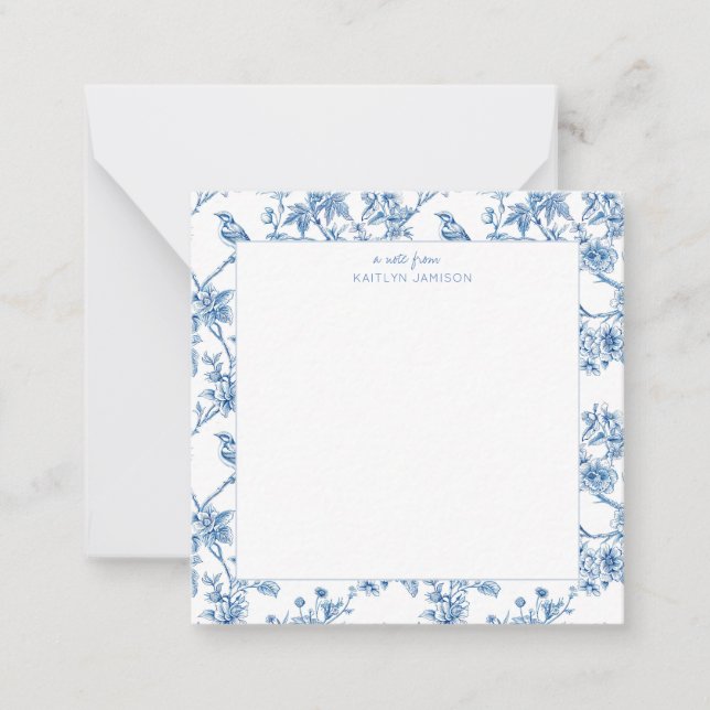 Ett meddelande från | Blå Chinoiserie Blommig Note (Framsida)