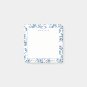 Ett meddelande från Blå Chinoiserie Blommig Note Post-it Block