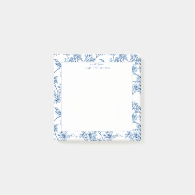 Ett meddelande från | Blå Chinoiserie Blommig Note Post-it Block (Framsida)