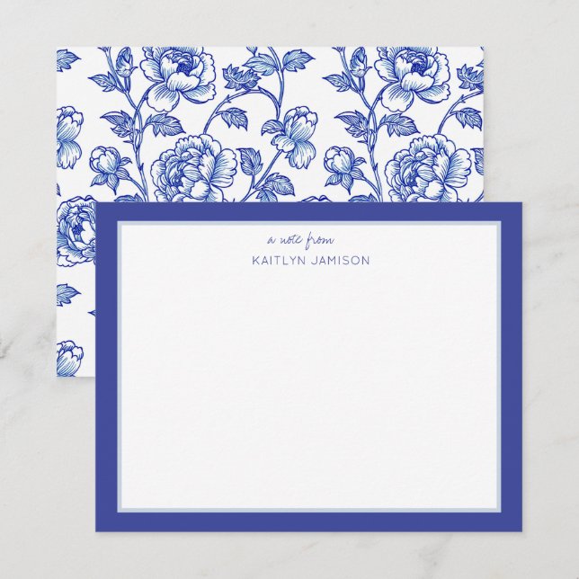 Ett meddelande från | Blå Chinoiserie Blommotiv  (Fram/baksida)