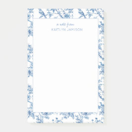 Ett meddelande från | Blå Chinoiserie Blommotiv Post-it Block