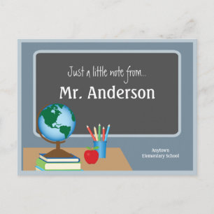 Ett meddelande från Lärare Chalkboard Globe Vykort