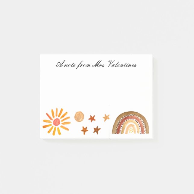 Ett meddelande från läraren Boho Bohemian Watercol Post-it Block (Framsida)