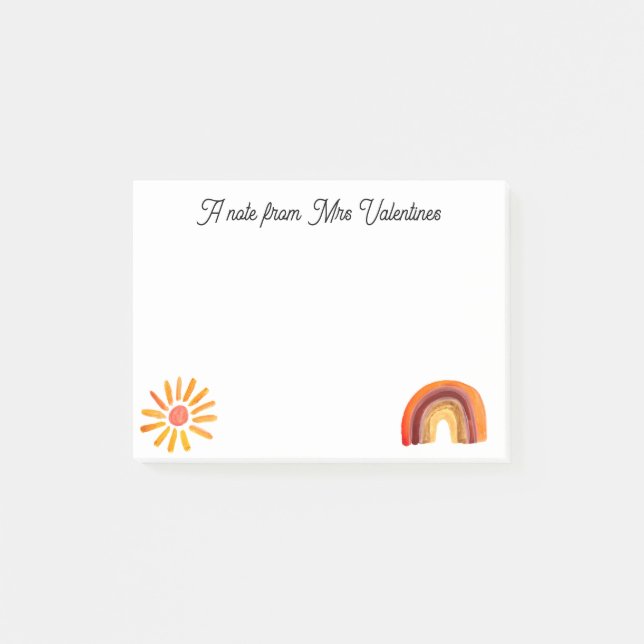 Ett meddelande från läraren Boho Bohemian Watercol Post-it Block (Framsida)