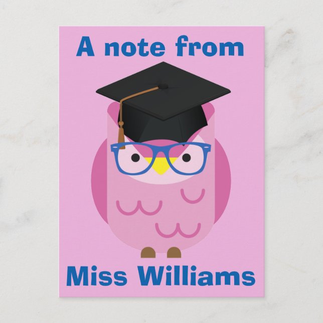 Ett meddelande från Läraren Lila Uggla vykort (Framsida)