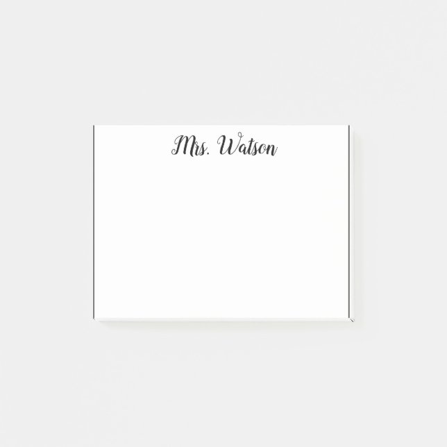 ett meddelande från läraren namn, minimalt gräns post-it block (Framsida)