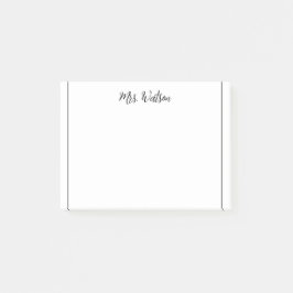 ett meddelande från läraren namn, minimalt gräns post-it block