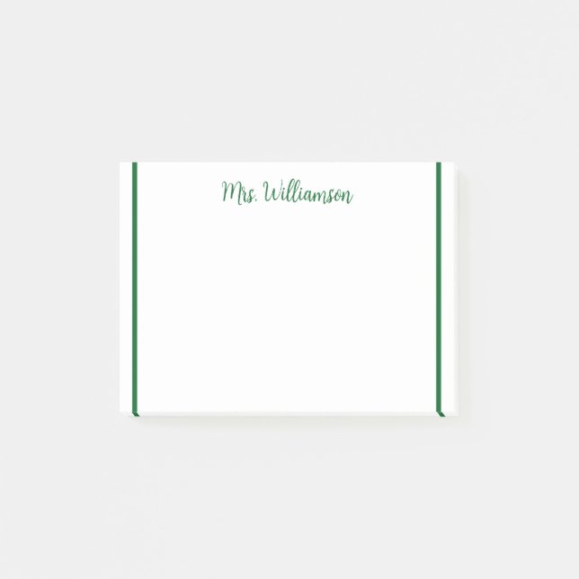 ett meddelande från läraren namn, minimalt gräns post-it block (Framsida)