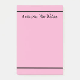 ett meddelande från läraren namn, minimalt gräns post-it block