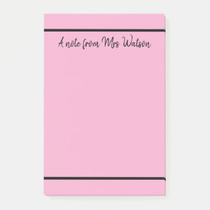 ett meddelande från läraren namn, minimalt gräns post-it block
