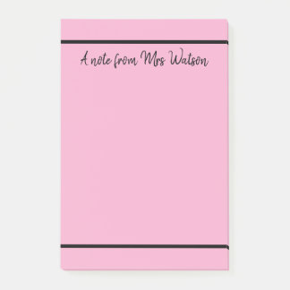 ett meddelande från läraren namn, minimalt gräns post-it block