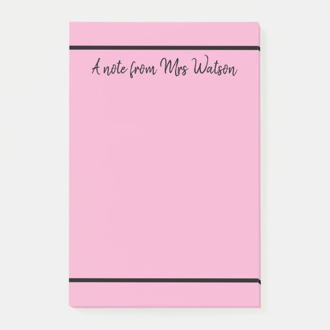 ett meddelande från läraren namn, minimalt gräns post-it block (Framsida)