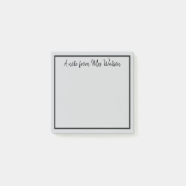 ett meddelande från läraren namn, minimalt gräns post-it block